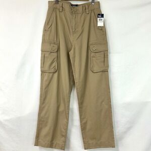 POLO RALPH LAUREN NEW Khaki Tan Cotton Chino Cargo Pants Baggy Wide Leg Boys 14